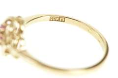 10K Yellow Gold Retro Ruby Loop Knot Cluster Statement Ring