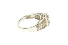 10K White Gold Princess Diamond Halo Cluster Engagement Ring