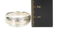 10K White Gold Men's Princess Diamond Channel Wedding Band Ring