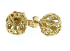 Stunning Yellow Gold Filagree 7.5mm Ball Earrings