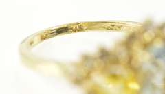 14K Yellow Gold Blue Topaz Pear Citrine CZ Halo Statement Ring