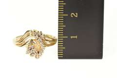 14K Yellow Gold Curved Diamond Cluster Freeform Statement Ring