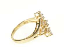 10K Yellow Gold Ornate Diamond Star Squared Cluster Compass Ring