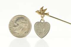 Gold Filled Hummingbird Dove Sweetheart Etched Stick Pin