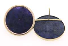 Beautiful Yellow Gold Lapis Bezel Earrings