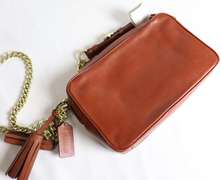 Coach Brown Leather Gold Tone Chain Purse