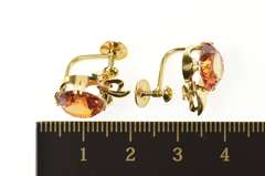 14K Yellow Gold 1960's Retro Sim. Mexican Fire Opal ScrewBack Earrings