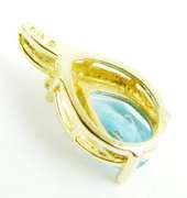 14K Blue Topaz & Diamond Pendant