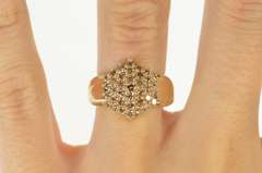 10K Yellow Gold Light Brown Diamond Cluster Statement Ring