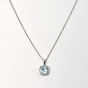 Sweet Blue Topaz & Diamond Necklace in 14K WG