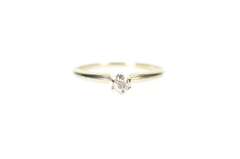 14K Yellow Gold Retro Classic Simple Diamond Solitaire Promise Ring