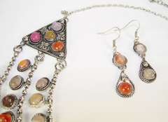 Very Charming Ethnic Multi Gemstone Necklace Set
