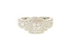10K White Gold 0.61 Ctw Pave Diamond Halo Engagement Ring