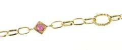 14K Yellow Gold 7.5mm Fancy Cable Chain Topaz Tourmaline Bracelet