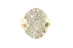 10K Yellow Gold Diamond Encrusted Cluster Statement Ring