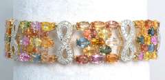 14K Multi-Color Sapphire & Diamond Bracelet