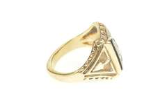 10K Yellow Gold Black Onyx Masonic Inlay Men's Retro Ring