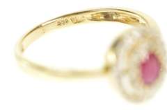 14K Yellow Gold 0.80 Ctw Ruby Diamond Halo Engagement Ring