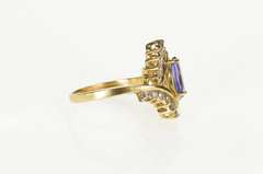 14K Yellow Gold 1.15 Ctw Tanzanite Diamond Bypass Engagement Ring