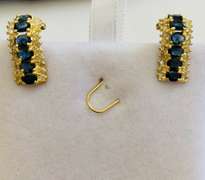 14kt Gold Sapphire & Diamond Earrings
