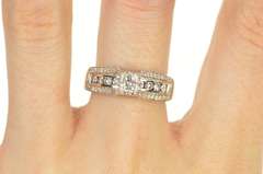 14K White Gold 0.99 Ctw Princess Diamond Engagement Ring