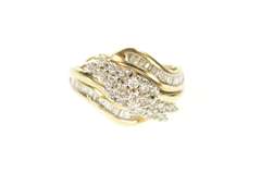 10K Yellow Gold 0.72 Ctw Round & Baguette Diamond Band Ring