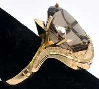 Gigantic Smokey Quartz Ring in 14KT Yellow Gold