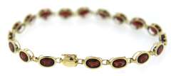 Pretty Yellow Gold Garnet Bezel Set Bracelet