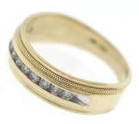 Gent's Channel Set Diamond Yellow Gold Band