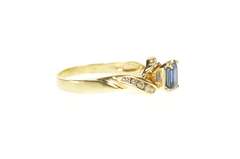 14K Yellow Gold Emerald Cut Sapphire Diamond Engagement Ring