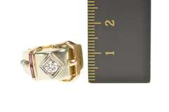 14K Yellow Gold 0.46 Ctw 1930's Diamond Ruby Belt Buckle Ring