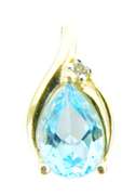 14K Blue Topaz & Diamond Pendant