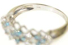 14K White Gold 1.08 Ctw Blue & White Diamond Band Ring