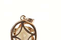 14K Rose Gold 5.70 Ctw Smokey Quartz Swirl Halo Statement Pendant