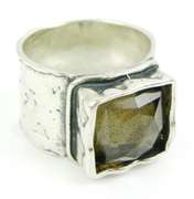 Silpada Wide Hammered Ring with Smoky Quartz, Size 9