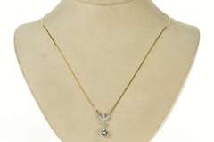 14K Yellow Gold 1.11 Ctw Diamond Floral Drop Serpentine Link Necklace