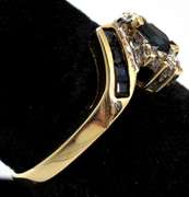 Eye-Catching Sapphire & Diamond Accent Ring in Yellow Gold