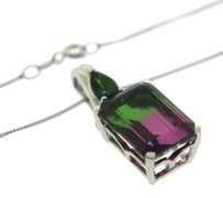 Sterling Silver Watermelon Tourmaline Necklace