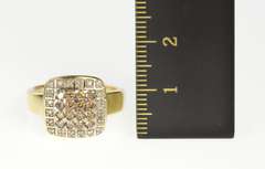 14K Yellow Gold Square Diamond Cluster Halo Engagement Ring