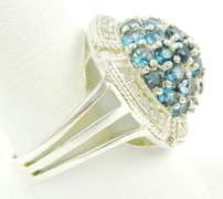 Big Blue Tourmaline & White Topaz Sterling Ring, 11