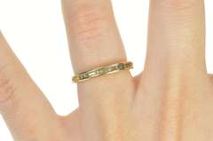 10K Yellow Gold Diamond Channel Heart Pattern Wedding Band Ring