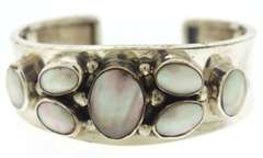 Nakai Navajo Sterling Silver Mop Cuff Bracelet