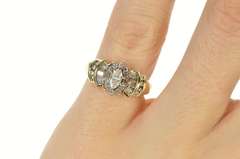 14K Yellow Gold 0.68 Ctw Marquise Diamond Halo Engagement Ring