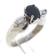 Strong Blue Sapphire & Marquise Diamond Accent Ring