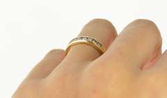 10K Yellow Gold Channel Inset Classic Diamond Wedding Band Ring