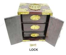 Chinese Rosewood & Jade Jewelry Box Chest