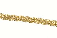 10K Yellow Gold Braided Ball Beaded Link Woven Chain Bracelet