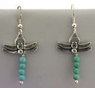 Sterling Silver Dragomfly Turquoise Earrings