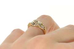 10K Yellow Gold Wavy Diamond Encrusted Statement Band Ring