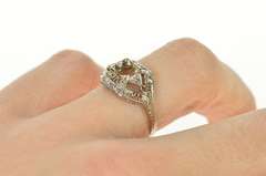 18K White Gold Art Deco Ornate Diamond Engagement Setting Ring